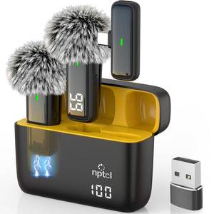 lot 45078 image: NPTCL Wireless USB Microphone for PC Laptop iPhone 1615 Android Phone - Noise Canceling Lapel Lavalier Mic with 24H Charging Case for Video Recording Vlog TikTok Podcast Live Streaming (USB & USBC) - Retail $40