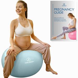lot 45080 image: ProBody Pilates Pregnancy Ball - Yoga Ball for Pregnancy with Book, Prenatal, Labor & Postnatal Maternity Exercise (Mist, 55 cm) - Retail $30