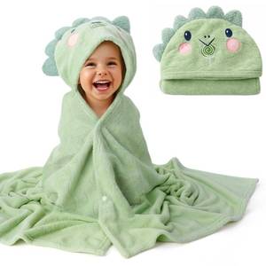 lot 45082 image: Fingertip WD Toddler Towels with Hood, Large 27.5x55 Inch Super Soft Coral Fleece, Ultra Absorbent Bath Towels Poncho Towels with Snap Buttons for Bath, Beach, Swim, Bedtime Snuggles, Age 3-8 Years - Retail $14