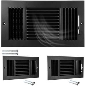 lot 45084 image: Wesiti 2 Pcs 12 x 6 Inch Vent Covers for Home Ceiling HVAC Sidewall Air Register 3 Way Vents Wall Register Solid Steel Manual Adjuster for Home Bathroom Toilet Office (Black) - Retail $32