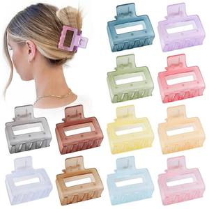 lot 45086 image: Sisiaipu 2 Inch Medium Hair Claw Clips 12 Pcs Square Hair Clips for Thin Hair Matte Nonslip Acrylic Banana Jaw Clips Bulk Hair Accessories for women and Girls- Ice Cream - Retail $9