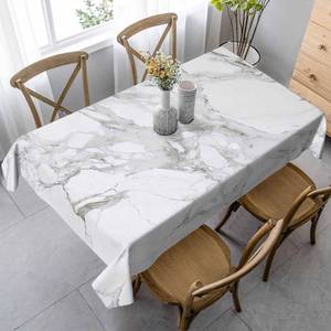 lot 45117 image: LoLo UoUo Marble Floor Tablecloths for Rectangle Tables White Ink Marble Abstract 52x70 Table Cloth for Wedding Party Banquet,Dining Kitchen Table Cover - Retail $20