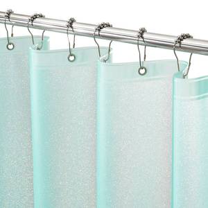 lot 45120 image: Seenus Waterproof Plastic Glitter Shower Curtain Teal, Sparkle PEVA Shower Curtain Liner with 3 Large Magnets, 72 x 72 inch Aqua Green Cute Bathroom Shimmer Shower Curtain Lightweight - Retail $10