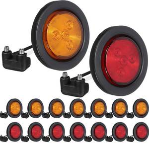 lot 45123 image: Baquler 16 Pcs Led Trailer Marker Lights 2.5 Inch Flash Mount Marker Lights 4 Diodes Round Trailer Lights with Rubber Grommets Marker Indicators Lights 12v for Car Van Truck Bus Boat, Amber and Red - Retail $38