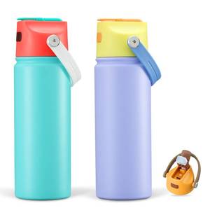 lot 45130 image: 2 PACK 18 OZ Water Bottle for Kids, Stainless Steel Double Insulated Sports Water Bottle, Leak Proof Straw Cup for School, Gifts and Travel, BPA Free (Light Turquoise, Purple) - Retail $18