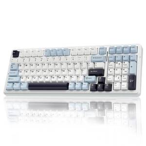 lot 45132 image: AULA F99 Wireless Mechanical Keyboard, Hot Swappable Custom Keyboard,Pre-lubed Linear Switches,Gasket Structure,RGB Backlit Gaming Keyboard (Blue&White) - Retail $69