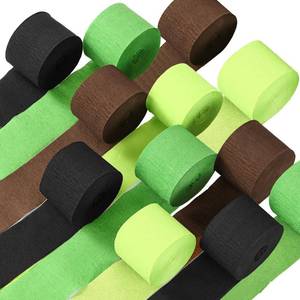 lot 45134 image: Epakh 12 Rolls BlackGreenBrown Crepe Paper Streamers (984ft) - Pixel Themed Party Decorations, Video Game Birthday Supplies, Dinosaur Jungle Camo Army Camp Natural Theme Green Party Decor Halloween - Retail $14