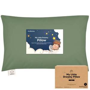 lot 45135 image: KeaBabies Toddler Pillow with Pillowcase, Jumbo 14X20 - Soft Organic Cotton Toddler Pillows for Sleeping - Machine Washable - Perfect for Travel, Toddler Bed Set (Jungle Green) - Retail $22