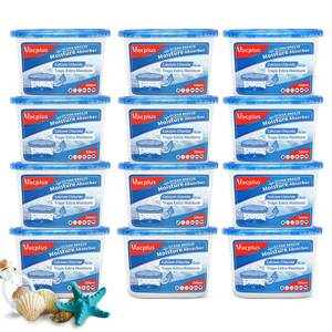 lot 61763 image: Vacplus Moisture Absorbers, 10.5 Oz Humidity Absorber Boxes Attracts Extra Moisture from Your Bathroom, Closet, Kitchen & Study, Dehumidifier, Odor Eliminator for Closet (Ocean Scent), 12 Packs - Retail $34
