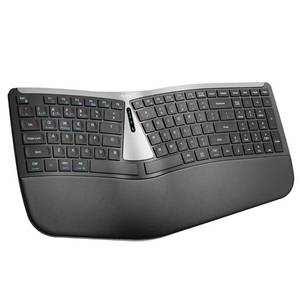 lot 61774 image: Nulea RT07B Wireless Ergonomic Split Keyboard, Wrist Rest, Natural Typing, Bluetooth and USB Connectivity, USB-C Rechargeable,Compatible with Windows Mac (Silver Black) - Retail $43