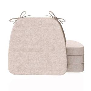 lot 61777 image: AAAAAcessories D-Shaped Chair Cushions, 2 Thick Dining Chair Pads with Ties and Removable, Machine-Washable Cover, 17 x 16, Set of 4, Oatmeal Beige - Retail $50