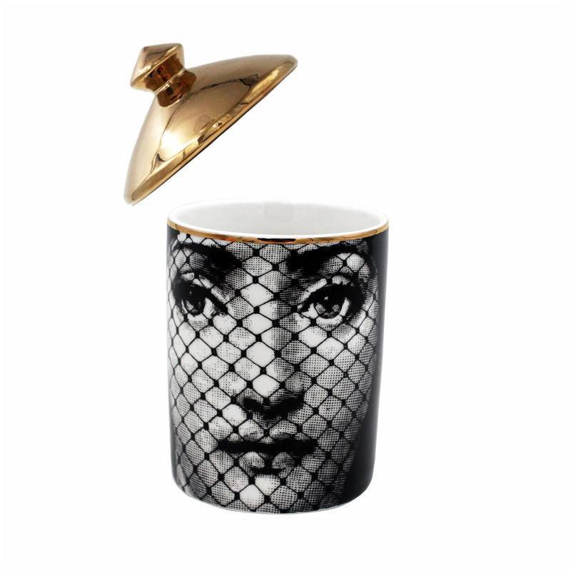 lot 48885 image: Big Eye Starry Sky Aromatherapy Candle Jar With Lid Ceramic Makecup Cotton Swab Holder Home Deocrative Bottler, Home Fireplace Kitchen Dining Decor For Living Room Knick Knacks Candle Holders (F9) - Retail $28