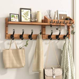 lot 22102 image: Evermagin 29 Coat Rack Wall Mount with Shelf, 4 in 1 Wall Mounted Coat and Key Hanger with 11 Hooks, Entryway Key Holder with Mail Holder for Living Room, Bedroom - Retail $42