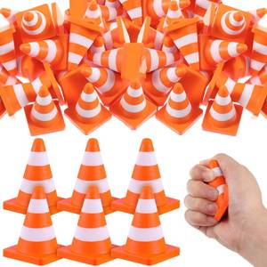 lot 22105 image: Libima 24 Pcs 2.36 Traffic Cone Stress Balls Bulk Construction Party Favor Construction Toy Squeeze Cones Funny Stress Relief Toy Gift for Kids Teens Adult Improving Strength Release Pressure - Retail $36