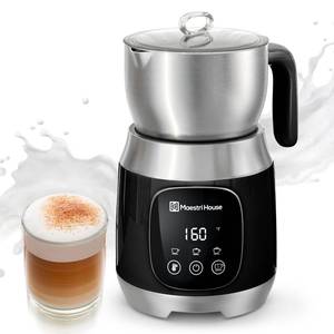 lot 22121 image: Maestri House Milk Frother, Variable Temp and Froth Thickness DualFro 600 Milk Frother Steamer, 21OZ Smart Touch Control Milk Warmer, Dishwasher Safe, Memory Function for Latte&Hot Chocolate (Black) - Retail $90