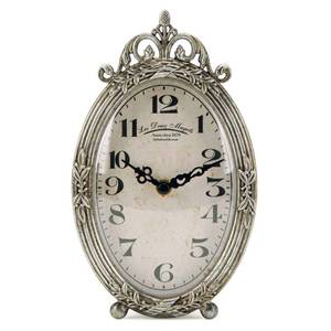 lot 22122 image: NIKKY HOME Vintage Table Clock, Silent Non-Ticking Battery Operated Desk Shelf Mantel Small Metal Clock for Living Room Decor - Retro Silver - Retail $36