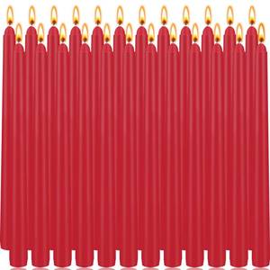 lot 22126 image: Red Taper Candles 24 Pack, 10 Inch Unscented Holiday Dinner Candles for Valentines Day Table Decor, Wedding Centerpieces, Long-Lasting 7-8 Hour Burn Time, Premium Wax