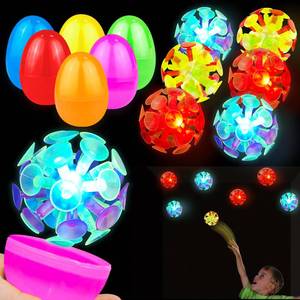 lot 22134 image: Easter Basket Stuffers for Kids, 6 Pack 3 Jumbo Filled Easter Eggs with Light Up Suction Cup Balls, Easter Eggs Filled Stress Relief Fidget Toys Tossing Stick Balls for Egg Hunt Party Favors Gifts - Retail $15