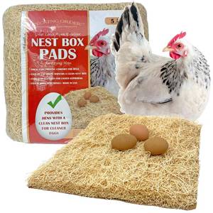 lot 22157 image: Nest Box Pads for Chicken Nesting Boxes - 13 x 13 Pads Made in USA from Sustainably Sourced Aspen Excelsior (5 Pack) - Retail $17