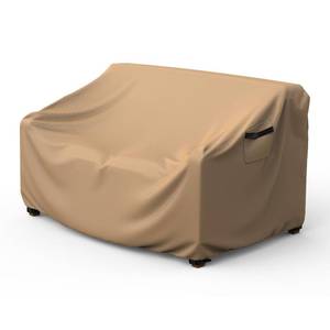 lot 22163 image: Mrrihand Heavy Duty Patio Sofa Cover, 3-Seater Outdoor Sofa Loveseat Cover, Outdoor Patio Furniture Cover with Air Vent and Handles, 60 Wx34 Dx30 H, Brown - Retail $18