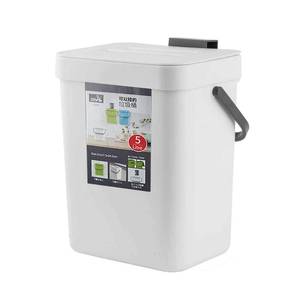 lot 22738 image: Small Trash Can with Lid Mini Kitchen Hanging Trash Can Tightly Sealed Odor Free, Small Countertop Compost Bin for Scraps from Daily Cooking, Mountable Trash Bin for Kitchen Counter, 5L1.3 White - Retail $17