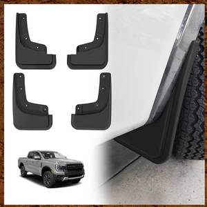 lot 22741 image: Muslogy Mud Flaps Splash Guards Compatible with Ford Ranger 2024 2025 2026 Accessories Auto Parts Heavy Duty Fender Front & Rear Mudguard 4PCS Fit Ranger XL, XLT, Lariat (Wont Fit Raptor) - Retail $50