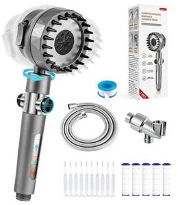 lot 22755 image: Ion Drops Filtered Shower Head with Handheld, High Pressure Water Flow Showerhead, with Shower Head Filter for Hard Water Boosting, with ONOFF Switch and Rotatable Head - Retail $27
