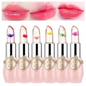 lot 29901 image: BONNIE CHOICE 6 Pcs Crystal Flower Jelly Lipstick Set, Temperature Change Moisturizer Long Lasting Flower Lip Stick Nutritious Lip Balm Magic Color Change Lip Gloss Makeup - Retail $9