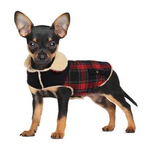 lot 29904 image: Preferhouse Winter Coat for Small Dogs, Puppy Plaid Jacket, Cotton Coat for Cold Weather, Windproof Warm Dog Garments, Pet Thickened Outfits Indoor Outdoor, Red XS - Retail $33