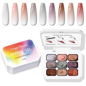 lot 29923 image: Karroy Sponge Pat Paint Nail Gel, 9 Colors Ombre Nails Gradient Gel Nail Blush Blooming Aura Nails Drawing Stripper Floral Painting Nail Art, No Wipe, UVLED Curing (9 Colors G) - Retail $8