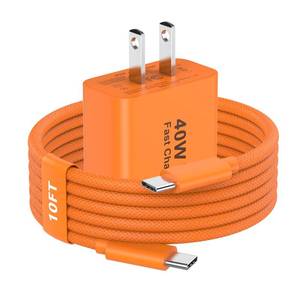 lot 29943 image: iPhone 17 Pro Max Charger Fast Charging, 40W USB C iPhone 17 Fast Charger Block with 10 FT Long Type C to C Charging Cable Cord for iPhone 1717 Pro Max17 ProAir1616 Pro Max1515 Pro Max, Orange - Retail $13