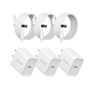 lot 29946 image: 20W Fast Charger,3 Pack USB-C Port Charger with Type c-c Cable for i Phone 171615, i Pad and More (3 Pack White) - Retail $8