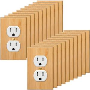 lot 29974 image: Pinkunn 20 Pieces Wooden Light Switch Cover Plate 4.5 x 2.76 Inch Bamboo Wooden Decorative Double Hole Outlet Covers Wall Plate for Bedroom Kitchen Home - Retail $36