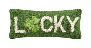 lot 29977 image: Peking Handicraft 30TG440C05OB Blown Filled Hook Throw Pillow, 12-inch Length, Wool and Cotton (Lucky)