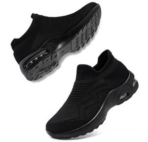 lot 31709 image: LARNMERN Steel Toe Steel Toe Shoes for Women Slip On Lightweight Nurse Shoes for Women Comfortable Hands-Free Work Nursing Shoes Woman Safety Shoes Sneakers Size 9.5,Black - Retail $39