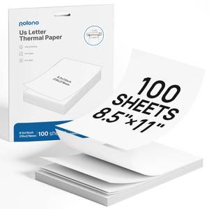 lot 31723 image: POLONO D810 Thermal Printer Paper 8.5 x 11 Inch, Advanced Thermal Printing, US Letter Size Thermal Paper Compatible with D810, Size 8.5 x 11, 1 Pack, 100 Sheets - Retail $22