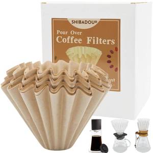 lot 31731 image: Pour Over Coffee Paper Filters  Designed for Stagg XF, Kalita 185, Brumate & Chemex 6-Cup Pour Over Brewers, Brown Unbleached Disposbale Coffee Filters Large Cone Shape Dripper Accessories - Retail $19