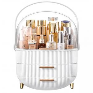 lot 61785 image: NestOrganix Makeup Organizer Skincare Organizers - Cosmetic Display Cases with Transparent Cover, SkinCare Organizers for Bathroom Countertop, Bedroom Vanity Desk, Lipstick Organizer, White - Retail $24