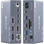 USB C KVM Switch 3 Monitors 2 Laptops 4K@60Hz, Displaylink USB C Docking Station 3 Monitor KVM for Windows Mac M1 M2 M3 M4, Extended Triple Displays,PD 100W,USB 3.0,USB 3.2,SD/TF,1G Ethernet - Retail: $299