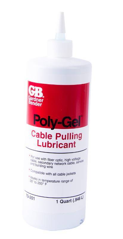 lot 32281 image: Gardner Bender 79-201 Poly-Gel Cable-Pulling Lubricant, 28° - 200°F, Dries Clear, Conduit & Fiber-Optic Cable Insulation, Squeeze Bottle, Blue - Retail $10