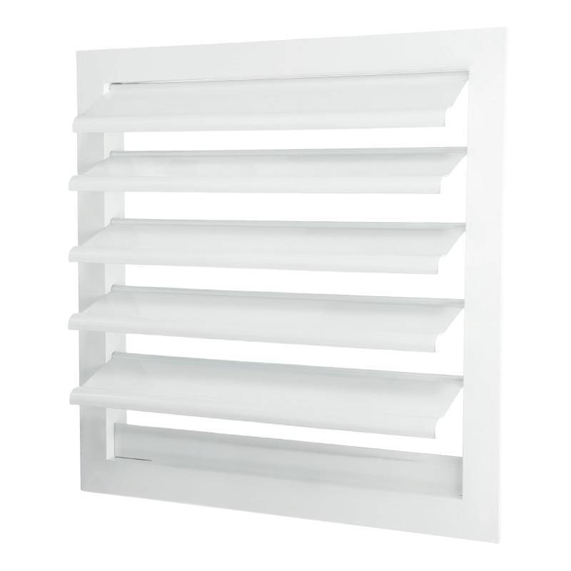 lot 62598 image: PATIKIL 12x12 Inch Aluminum Vent Cover, Louver Shutter Exhaust Fan Louvered Vent Automatic Gravity Square Grill Self-Closing Vent Cover for Greenhouse Industrial Exhaust HVAC System, White - Retail $23