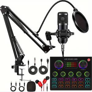 lot 17022 image: sktome Podcast Equipment Bundle, V8max Voice Changer with Podcast Microphone Bundle - Studio Condenser Microphone Perfect for Podcasting, Recording, Singing, Streaming and Gaming - Retail $40
