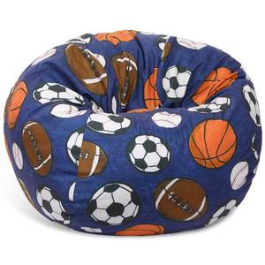 lot 22186 image: Novabright Stuffed Sports Storage Bean Bag Chair Cover for Teens 2.3 Feet Plush Soft Bean Bag Ball Themed Sofa Organizer with Double Stitched Zipper Washable Kids Room Decoration No Filling - Retail $30