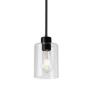 lot 22196 image: KLSS Black Pendant Lights Kitchen Island,Modern Farmhouse Glass Pendant Light,Light Fixture Kitchen Pendant Mini Hanging Light Fixture for Sink (1 Pack Black stem Rod) - Retail $39
