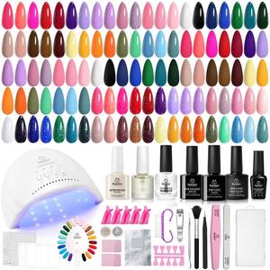 lot 22199 image: Beetles 69 Pcs Gel Nail Polish Kit with U V Light - 35 Colors Gel Polish Nail Kit with with Base & Glossy Top Coat Soak Off DIY Salon Beginner-friendly Manicure Nails Stuff Gifts for Women - Retail $50