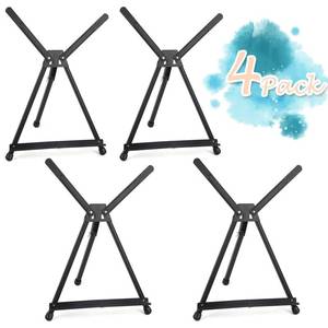 lot 22201 image: Falling in Art Aluminum 15 to 21 Tabletop Easel Display, Black Tripod with Rubber Feet, Holds Canvas, Paintings, Books, Photos, Signs (4 Pack) - Retail $45