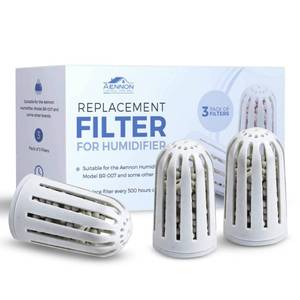 lot 22202 image: Aennon - Ultrasonic Universal Humidifier Filter Replacements for Home, Cool Mist Demineralisation Cartridges, Ceramic Stone Material, 500 Hours, 3 Pack - Retail $23
