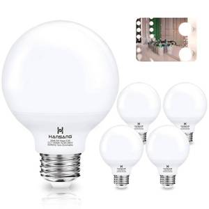 lot 22209 image: hansang G25 LED Bathroom Light Bulbs, E26 Base 4000K Natural Daylight Vanity Mirror Light Globe Bulbs Uniform Lighting, High CRI Makeup Mirror Light Bulbs Not-Dimmable 4 Pack - Retail $12