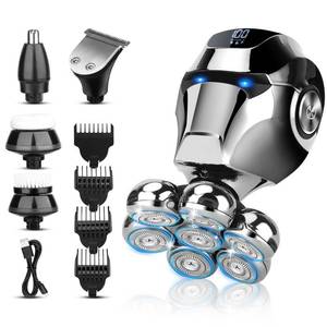 lot 22218 image: Head Shaver for Bald Men, 6 in 1 Floating Head Razor with Nose Hair, Sideburns Trimmer, Face Brush, Upgrade 7D Electric Razor for Men with Type-C Charger, LED Display & Waterproof