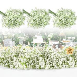 lot 22221 image: MAQIAHN 30 Baby Breath Artificial Flowers - Babies Breath Flowers Artificial Bulk Faux Flowers Bouquet White Flores Greenery Real Touch Fake Flower Arrangements Wedding Centerpieces Tables Decorations - Retail $35